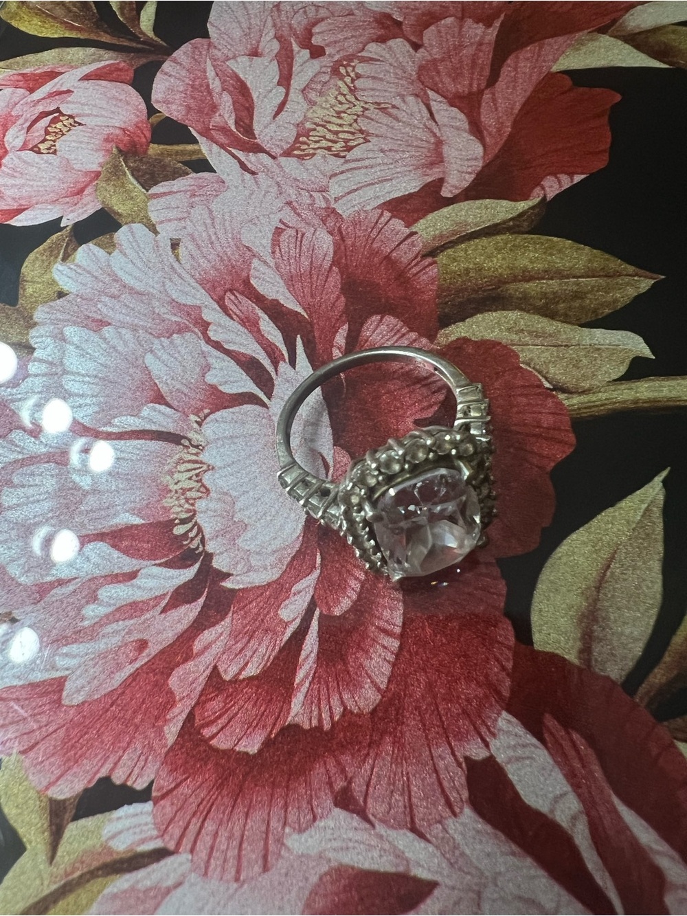 Silver-Tone Clear Crystal Statement Ring - Women's Jewelry